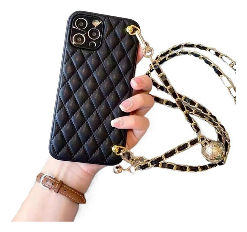 Funda Cruzada Con Cadena Metálica Para iPhone