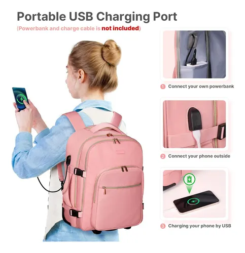 Devpnr Mochila Con Ruedas Para Mujer, Mochila De Viaje Para