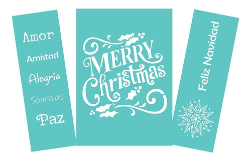 Stencil Navidad Laura Craft Set Merry Christmas