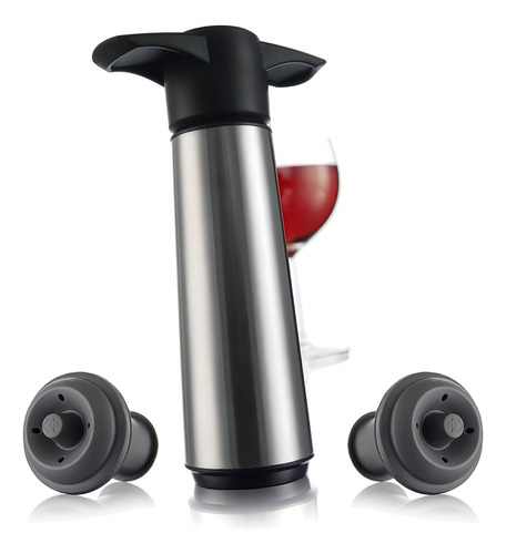 Vacuvin Bomba De Vacio Acero Para Botellas Vino 2 Tapones Color Acero Inoxidable