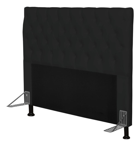  Cabeceira de cama box JS Móveis Cristal Casal/Queen 160cm x 126cm Couro sintético preta
