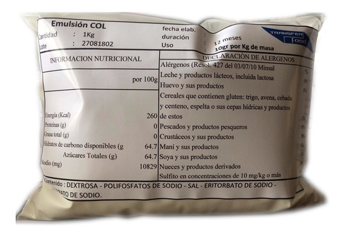 Emulsión- Emulsionante Cárnico Col 1kg Longanizas, Etc..