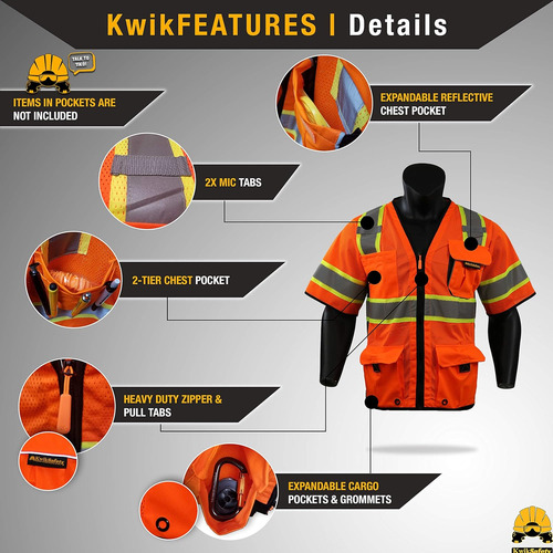 Chaleco De Seguridad Ejecutivo Kwiksafety Clase 3 De Alta Vi