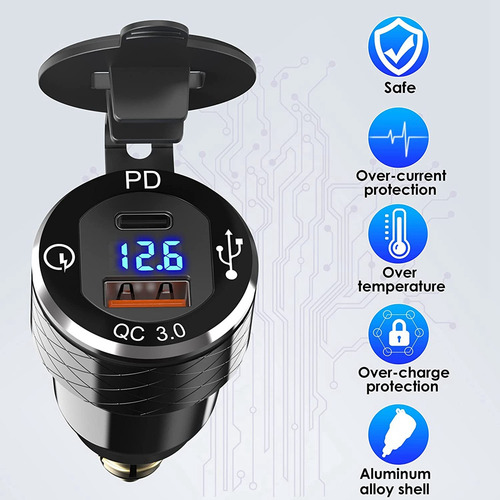 Cargador Rápido Usb Pd 3.0 C Din A Usb Y 18 W Qc 3.0 Pow-fs