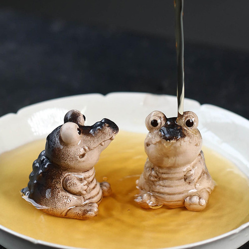 Cerâmica Jacaré Mini Chá Pet Estatueta Lembrança Kung Fu