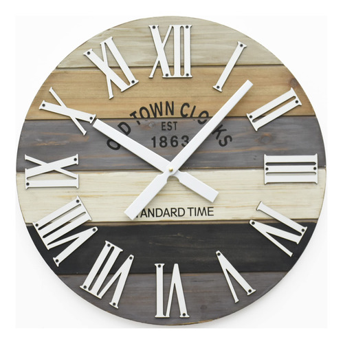 Oldtown Clocks Reloj De Pared Romano De Madera Multicolor De