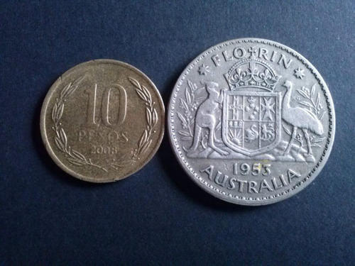 Moneda Australia 1 Florin 1953 Plata (c3)