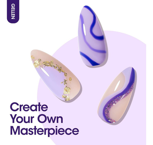 Gellen Kit De Esmalte De Uñas De Gel, 6 Colores Morados Con