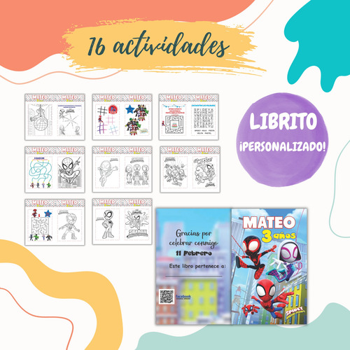 Libro Para Colorear Spidey Personalizado 35 Pz