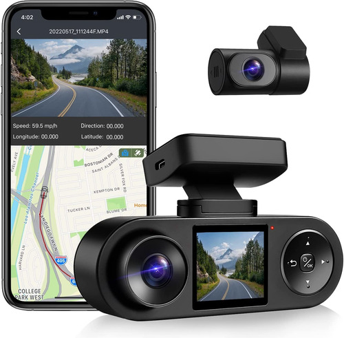 Dash Cam Coxpal, 3 Canales, Delantera/trasera/interior, Gps