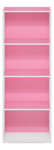 Estantería Para Libros 4 Niveles Color Rosa Y Blanco