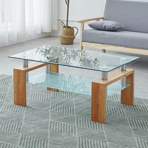 Thabatad Mesa Auxiliar Con Patas De Tubo De Madera Mesa