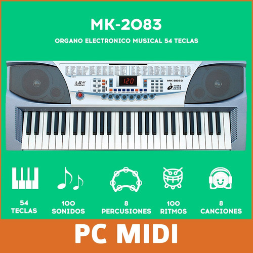 Teclado Musical Organo Mk2083 54 Teclas Sonidos Y Ritmos