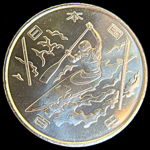 Japon, 100 Yen, 2019. Olimpiadas, Canotaje. Sin Circular