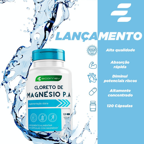Kit Magnesio L Treonato + Cloreto Pa Puro 500mg 240cp Ecomev Sabor Sem sabor