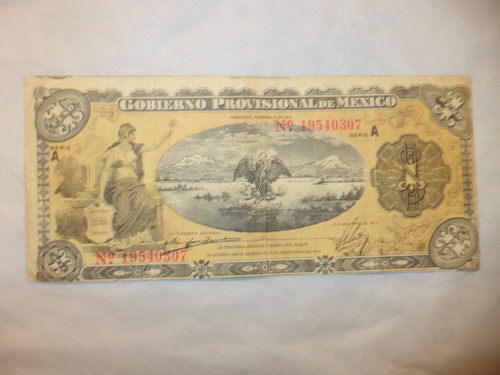 Billete Un Peso. Gobierno Provisional De México. 1915