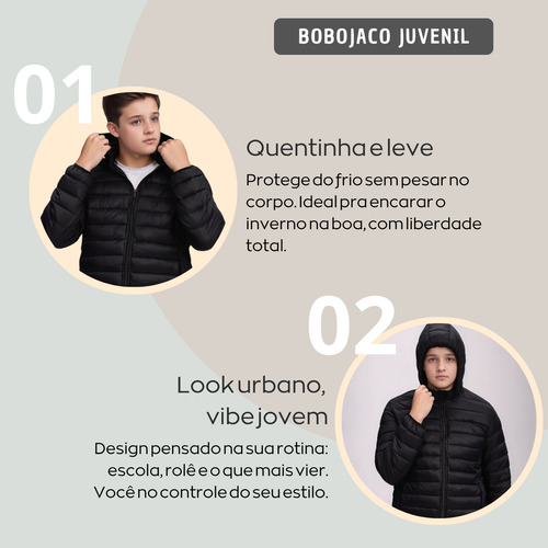 Jaqueta Masculina Juvenil Bobojaco Com Capuz Impermeável