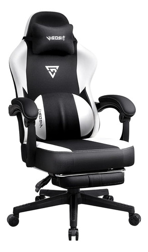 Silla De Juego Vigosit Con Reposapiés, Silla Gamer De Tela C