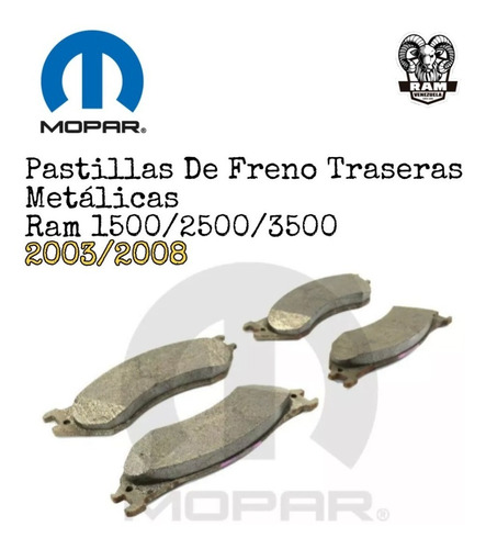 Pastillas De Freno Traseras Metalicas Ram 2003/2008