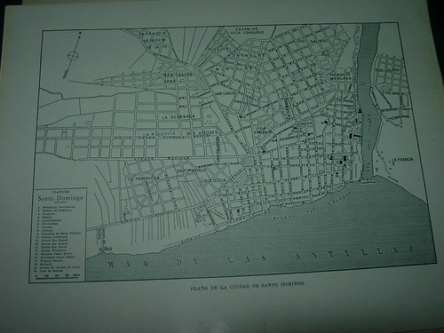 Mapa Antiguo Plano Blanco Negro Santo Domingo Mapas Planos