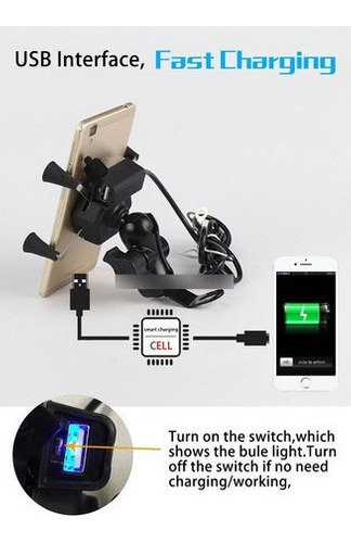 Imagen 6 de 8 de Soporte Y Cargador Celular Moto 5v 2a Salida Usb Cable