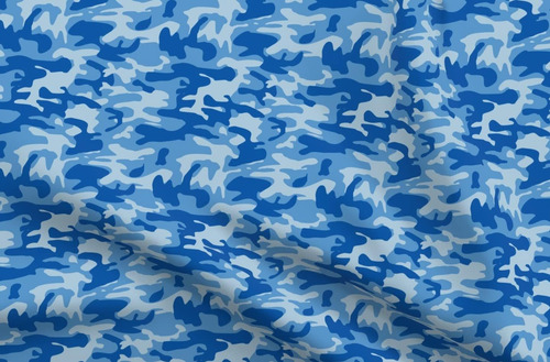 Tela De Flores Camuflaje Azul Estampado De Camuflaj...