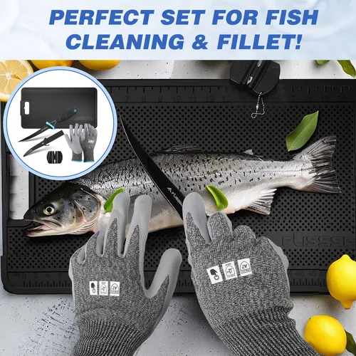 Juego De 4 Filetes De Pescado Con Cuchillo Y Afilador 24 X 1