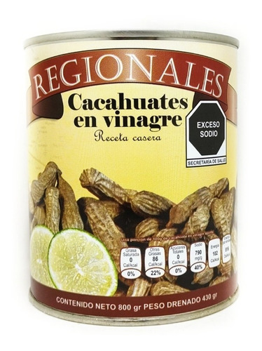 Cacahuate Botanero Natural En Vinagre Lata 800 Gr Caja 12 Pz