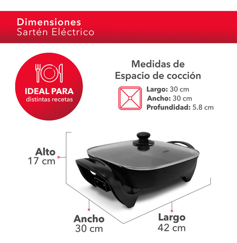 Rca Sartén Eléctrico Con Temperatura Ajustable Rc-3030c