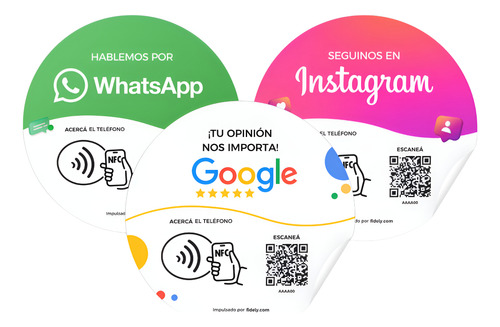 Sticker Redes Marketing Vidriera Calcomania Interior Vidrio Combo Sticker Instagram - Sticker Google - Sticker Whatsapp - Bajo Vidrio