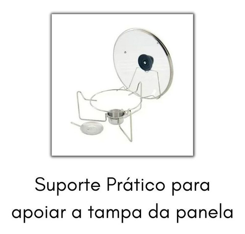 Panela Rechaud Redondo Em Aluminio Com Tampa De Vidro E Alça