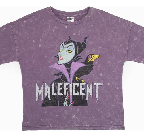 Polera Manga Larga Niña Villanas Malefica Morado Disney