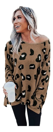 Blusón Blusa Manga Larga Animal Print Leopardo Corto Largo