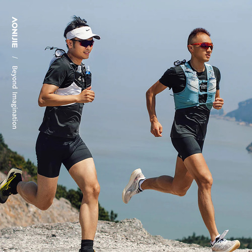 Chaleco Hidratacion 5lts Portabastones Trail Running Aonijie Azul Claro Talle Xl