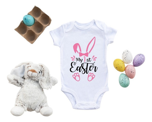 Body Para Bebes Diseño Pascua Niña Y Niño Personalizados Blanco 8-10