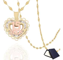 Comprar Medalla 15 Años Corazon Oro 10k Con Cadena Oro 10k Italy Corazón Cadena Oro 10k Italy Quinceañera Regalo Oro Medalla Oro Puro 10k Gargantilla Mujer Dama Xv Años 10 Kilates Oro Italiano 15 Años Regalo
