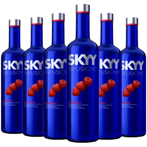Vodka Skyy Sabor Raspberry Frutilla 750ml Pack X6