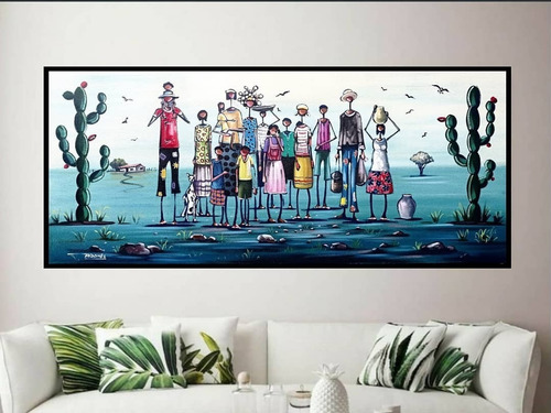 Quadro Tela Título Família Santos Valdonês Ribeiro 60x140cm