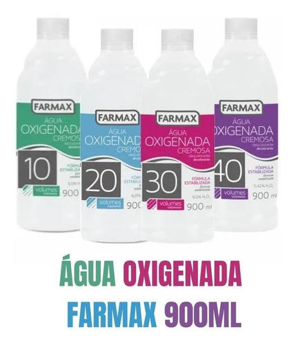 Agua Oxigenada Cremosa Descolorante Volume 900ml Farmax Tom Volume 10