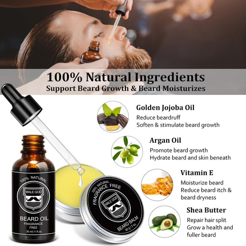Kit De Barba Male God Presentes Para Homens Com Óleo, Bálsam