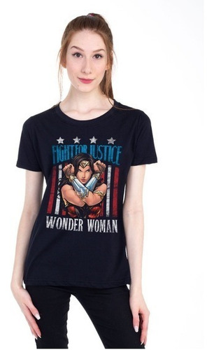 Camiseta Baby Look Mulher Maravilha Clube Comix - M