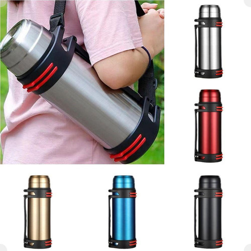 Garrafa Térmica Inox 2000ml 2l Com Alça Espacial E Camping