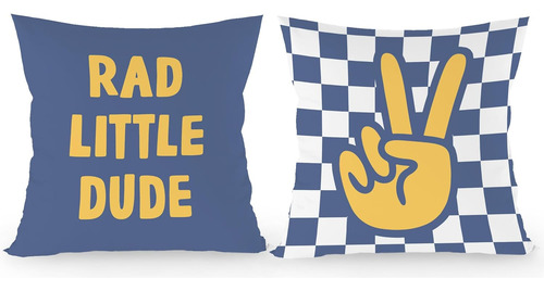 Juego De 2 Fundas De Almohada Cuadros Amarillos Y Azule...