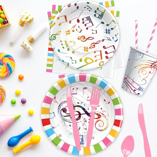 Decoración De Fiesta Temática Musical, Vajilla, Notas Musica