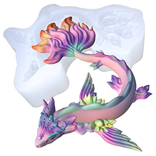 Molde De Silicona 3d Dragón De Agua De Hadas Mágicas ...
