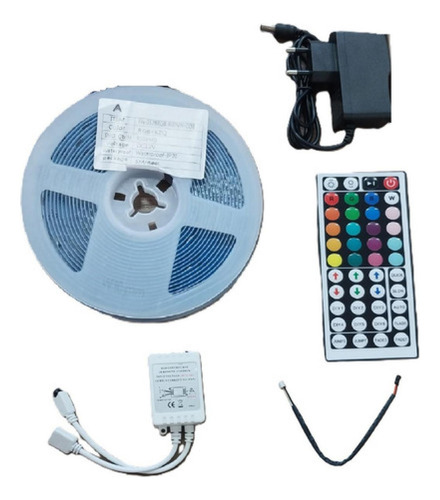 5m Fita Led Rgb 3528 Cob 12v 810leds/m Controle + Fonte