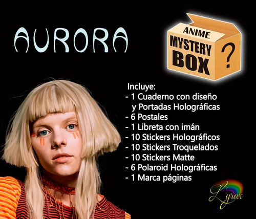 Aurora Aksnes Mystery Box Holográfica Cuaderno Postales Y +