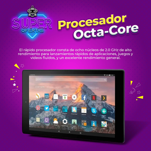 Imagen 4 de 8 de Tablet Amazon Fire Hd 10 2gb Ram 32gb + Alexa = Samsung Tab