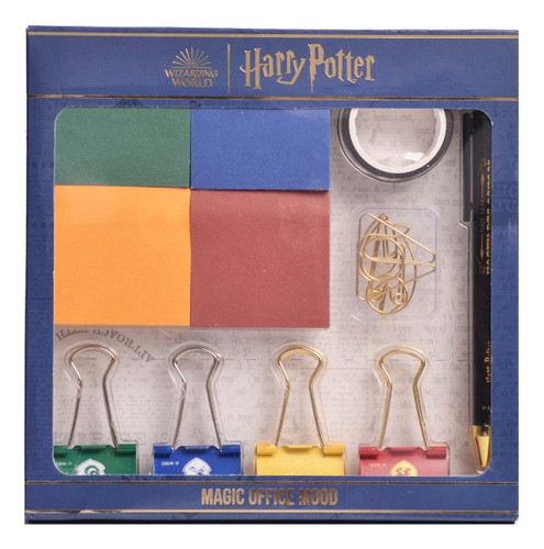 Set Oficina Harry Potter Boligrafo Washi Notas Clips Binders