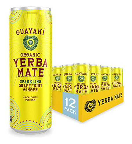 Guayaki Yerba Mate, Bebida Energética Orgánica, Pomelo Y Jen